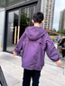 G.duck小黃鴨童裝男童秋裝外套春秋款5-14歲兒童衣服外穿休閑連帽沖鋒衣 紫色 120 cm 曬單實(shí)拍圖