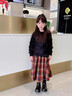 moonkids女童半身裙秋冬兒童復古紅色格子a字裙新年毛呢裙女孩中長(cháng)款裙子8 4560紅格半身裙 110 cm 曬單實(shí)拍圖