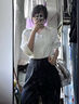 卡汐沐 襯衫女短袖2025年夏季新款通勤面試職業(yè)正裝法式襯衣顯瘦V領(lǐng)上衣 法式V領(lǐng)襯衣女 XL 【建議120-135斤】 曬單實(shí)拍圖