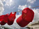 囝君佳帽子定制logo志愿者工帽小紅帽學(xué)生印字廣告鴨舌帽旅游兒童帽網(wǎng)眼 紅色 均碼 可調節 曬單實(shí)拍圖