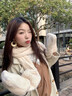 DOMKHG冬季女款圍脖圍巾手套帽子三件套小熊毛絨可愛秋冬款防寒防風保暖 米色 曬單實拍圖