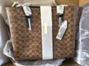 蔻馳（COACH）【品牌直供】女士MOLLIE大號印花單肩手提托特包卡其棕色CV967 曬單實(shí)拍圖