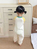巴帝巴帝秋季新款純棉嬰幼兒童連體衣爬服男女寶寶哈衣 黃色探險小貓100cm 曬單實(shí)拍圖