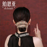 鉑思亞法式歐根紗大腸發(fā)圈女時(shí)尚百搭頭繩高級皮筋發(fā)飾精致頭花發(fā)飾 【黑色】 曬單實(shí)拍圖