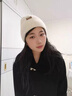 眾妃毛線(xiàn)帽男女同款加厚針織冬季保暖加絨套頭帽防寒防風(fēng)包頭帽護耳帽 米色加絨 曬單實(shí)拍圖