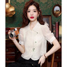 伊琦蕾（YIQILEI）新中式襯衫女短款2025夏季新款短袖國風(fēng)盤(pán)扣上衣小個(gè)子遮肉顯瘦 杏色 L 105-120斤 曬單實(shí)拍圖