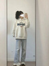 一寸相思歐貨圓領(lǐng)加絨加厚白灰色衛衣女秋冬寬松oversize國風(fēng)重磅純棉上衣 白灰色 XL 【130-150斤】 曬單實(shí)拍圖