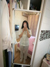 貓人冰絲睡衣女夏季2025年新款短袖帶胸墊夏天涼感大碼外穿家居服女 淺藍波浪 【免穿文胸涼感冰雪絲】 L 【155-160cm/100-120斤】 曬單實(shí)拍圖