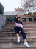 WASSUP JOYZON品牌時尚套裝女大碼秋冬新款加絨寬松衛(wèi)衣運動休閑兩件套跑步服潮 粉黑色（春秋款兩件套） S （建議75-95斤） 曬單實拍圖