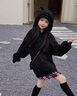 女童秋裝衛衣兒童2025新款春秋潮酷韓系穿搭女孩洋氣時(shí)髦上衣童裝 黑色衛衣 150 曬單實(shí)拍圖