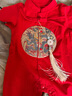 DUUDUU嬰兒衣服短袖連體衣百天新生兒國風(fēng)周歲寶寶爬服 刺繡 紅  73cm  曬單實(shí)拍圖