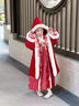 安妮優(yōu)兒（Anneyol）拜年服女童漢服冬季兒童新年唐裝2025新款國風(fēng)冬裝加厚喜慶過(guò)年服 套裝【裙子+外套】 130 曬單實(shí)拍圖