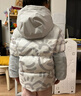 波司登（BOSIDENG）冬季羽絨服兒童短款連帽加厚新國標90絨商場(chǎng)同款外套 灰白涂鴉線(xiàn)條9BX3 150 /72 體重約60-72斤 曬單實(shí)拍圖
