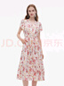 歌莉婭真絲連衣裙女2025新款夏季巨好看桑蠶絲印花裙子1E2R4K26A 93D淡粉鳶尾花印花 S 曬單實拍圖