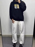 倉(cāng)石一樹 KAZUKI KURAISHI美式復(fù)古高街白色全棉牛仔褲男士寬松直筒褲秋季潮牌大碼休閑長(zhǎng)褲 白色 29 【建議110-120斤】 曬單實(shí)拍圖