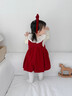 優(yōu)奇女童連衣裙秋裝洋氣兒童假兩件公主裙女寶寶周歲禮服春秋嬰兒裙子 紅色【春秋款】 80 曬單實(shí)拍圖