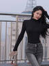 歐貝汐半高領毛衣女打底衫2025新款秋冬內(nèi)搭感修身輕薄款女士針織衫 灰色 均碼 【建議80-120斤】 曬單實拍圖