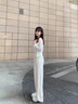 燦圖加絨波點(diǎn)糯米褲子女秋冬季高腰垂感保暖休閑褲小個(gè)子闊腿運動(dòng)衛褲 米白色 加絨 L 曬單實(shí)拍圖