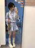 冶芷2025新款學(xué)院風(fēng)藍色襯衫連衣裙子女早秋季氣質(zhì)收腰百褶短裙 甜美條紋百褶短裙藍色 S 曬單實(shí)拍圖
