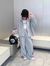 拙拙豬女童套裝2025新款秋裝兒童洋氣女孩運動(dòng)服中大童裝春秋款兩件套潮 灰色兩件套 150 曬單實(shí)拍圖