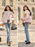 森馬（Semir）輕松羽絨|羽絨服女寬松連帽面包服時尚冬防潑水防風(fēng)外套百搭 橡皮粉（白鴨絨）61214 M 曬單實(shí)拍圖