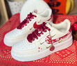 耐克新年禮物定制球鞋AirForce1空軍一號CNY中國年瑞彩祥云男女板鞋 紅白 定制款 不可退換 36 支持鑒定 假一賠三 曬單實(shí)拍圖