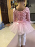 艾舞戈兒童舞蹈服女童春秋長(cháng)袖粉色公主蓬蓬紗裙連體練功服 130碼 曬單實(shí)拍圖