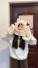 TUTORGOOSE2025新款狐貍毛絨帽子圍巾一體手套女秋冬季電動(dòng)車(chē)保暖騎車(chē)三件套 米色 適合頭圍54~58cm 曬單實(shí)拍圖