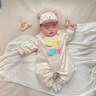 G.DUCKKIDS小黃鴨嬰兒連體衣春秋外出服新生兒衣服秋裝寶寶男入秋套裝小月齡 米黃色 80cm 曬單實(shí)拍圖