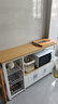 立太廚房置物架落地收納柜多功能切菜桌子多層微波爐操作臺(tái)儲(chǔ)物置物柜 【吸塑柜門(mén)】黃杉木色120*35*80 曬單實(shí)拍圖