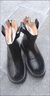 大東女士馬丁靴軟皮法式小短靴女鞋2025新款粗跟瘦瘦靴踝靴秋冬加絨時(shí)裝靴 黑色 加絨 37 曬單實(shí)拍圖