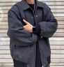 安初夏咖棕色皮衣外套美式痞帥短款飛行夾克套裝男春秋牛仔褲搭配一整套 【黑色外套+黑色衛衣+黑色牛仔褲 XL (適合130-145斤) 曬單實(shí)拍圖