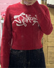 森馬（Semir）毛衣女短款蝴蝶結(jié)少女感2025春季圓領(lǐng)正肩套頭衫顯瘦109125107005 曬單實拍圖