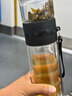 天喜（TIANXI）玻璃杯雙層茶水分離杯便攜泡茶杯男士水杯尊貴黑380ML學(xué)生禮物 曬單實(shí)拍圖