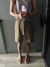 棒球手（Baseman）短褲夏季男外穿美式休閑中褲薄款寬松速干大褲衩運(yùn)動(dòng)沙灘五分褲子 焦糖 XL 【建議135-155斤】 曬單實(shí)拍圖