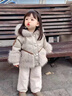 G.DUCKKIDS女童秋冬裝外套2024新款寶寶冬季洋氣加絨皮衣兒童上衣小女孩皮草 卡其 120 cm 曬單實(shí)拍圖