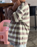 巴厘小豬男童t恤春秋季a類(lèi)棉嬰幼兒休閑服女童洋氣假兩件寶寶春裝兒童上衣 綠咖條紋 100 曬單實(shí)拍圖