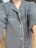 無(wú)印良品（MUJI）無(wú)側縫 法蘭絨睡衣 男士家居服 軟棉棉內衣 深灰色圖案5A L 曬單實(shí)拍圖