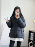 高梵黑金鵝絨服女王5.0四格短款2025新款女士連帽時尚休閑戶外羽絨服 黑色 S 曬單實拍圖