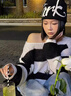 茯見(jiàn)美式字母提花針織毛線(xiàn)帽子女秋雙面可戴套頭登山帽男包頭冷帽 針織帽黑色-雙面可帶 曬單實(shí)拍圖