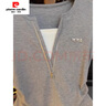 皮爾卡丹（pierre cardin）廣州十三行高貨灰色修身拼接假兩件V領(lǐng)短袖T恤女夏時(shí)尚拉鏈上衣 灰色【拼接假兩件V領(lǐng)短袖T恤】 M (建議90-105斤) 曬單實(shí)拍圖