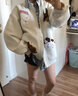 棉致美式復古小狗開(kāi)衫外套女春秋季2025新款棒球服潮流休閑寬松衛衣 H953白花灰色【常規高品質(zhì)35.5】 L 100-120斤 曬單實(shí)拍圖