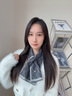 Siggi純羊毛圍巾秋冬女菱形格雙面針織提花交叉保暖圍脖生日節日禮物 曬單實(shí)拍圖