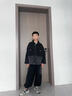 卡兔藍(lán)貓童裝男童春裝牛仔套裝2025新款大兒童寬松潮牌男孩春秋帥氣兩件套 黑色 140 曬單實拍圖