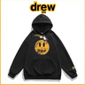 Drew Ess【正品】衛衣男女情侶春秋季連帽寬松笑臉重磅棉加絨套頭外套潮流 黑色 L 130-150斤 曬單實(shí)拍圖