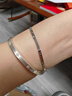 六桂福珠寶鉑金手鏈女款幾何微笑白金PT950手鏈生日禮物 5.5g【可代寫(xiě)賀卡+刻字】 曬單實(shí)拍圖