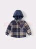 戴維貝拉兒童加絨外套秋冬男童長(cháng)袖格子可拆卸帽連帽衫襯衫 曬單實(shí)拍圖