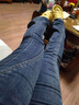 紫昕月微喇牛仔褲女秋季2025年新款顯瘦修身黑色高腰百搭喇叭馬蹄褲子 8139-深藍色 S 建議80-98斤 曬單實(shí)拍圖