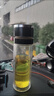 批發(fā)新款一鍵開蓋茶水分離玻璃杯車載速開杯雙層防燙便攜泡茶水杯 黑色 350ml 曬單實(shí)拍圖