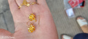 中國黃金（CHINA GOLD）牡丹花黃金耳環(huán)女足金國色牡丹耳墜耳鉤七夕情人節生日禮物送老婆 牡丹花耳墜(一對）約0.6g贈925銀耳鉤+銀鏈 曬單實(shí)拍圖